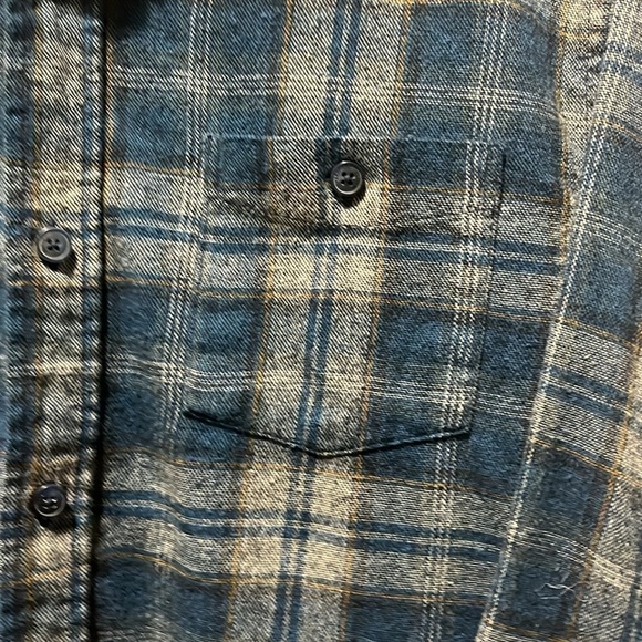 Weatherproof Men Button Up Shirt Medium Blue Plaid Flannel Pocket Collar Casual - Picture 4 of 11